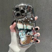 Funda para teléfono 1 pieza Diseño de TPU Teléfono ondulado galvanizado, evita el desgaste, transpirable, resistente al calor y al polvo, adecuado 11, 12, 13, 14, 15, 16 Plus Pro Promax XSMAX X/ XS - Plateado - Ver 1