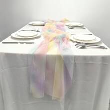 Runner da tavolo in chiffon sfumato, realizzato in stile Balinese stropicciato, trasparente e di stile boho, decorazione per tavola da pranzo per matrimonio, festa o vacanza