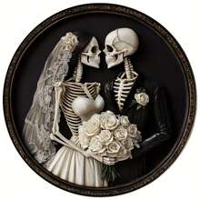 1pc Until Death Do Us Part Round Sign, Suitable For Decoration In Home, Shop, Bathroom Wall, Round Metal Decor Home Decor Halloween Decor Fall Decor Room Decor