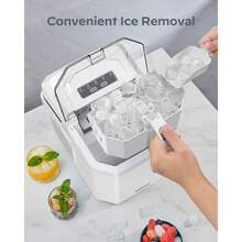 Silonn Countertop Ice Maker, Produces 9 Ice Cubes In 6 Minutes, 12 Kg Daily Capacity, Self-Cleaning Ice Machine With Ice Scoop & Basket Two Ice Sizes, Perfect For Home Kitchen Office Bar And Parties - White - View 3