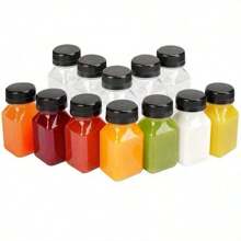 15/9/8/6/1 Pc Plastic Juice Bottles, 4oz Empty Water Bottle With Black Lid, Sticker, Reusable Water Bottle, Clear Beverage Container, Used For Juice, Smoothies, Drinks, Drinkware - Multicolor - View 3