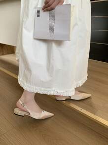 1 Paar elegante einfarbige modische süße Schleifensandalen aus Stoff, geeignet für Party, Hochzeit, Büro, Frühling/Sommer