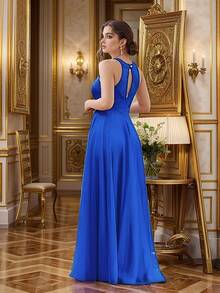 Grife Velasco Princess Long Party Dress With Embroidery And Shiny Graduation - Royal Blue - View 4