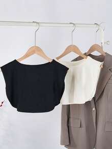 1pc Women's Black, White And Beige Color Fashionable Knitted Fake Collar - Korean Style Fashion All-match Fake Collar - View 9