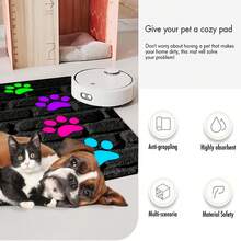 1pc Paw Print Pad, Dog & Cat Small Animal Feeding Mat, Durable Non-Slip, Water Absorbent & Stain-Resistant, Ideal For Cats - Pet Food &Water Bowl Placemat For Home Decor, Kitchen Floor Mats, Pet Accessories, Ideal For Pets - Multicolor - View 9