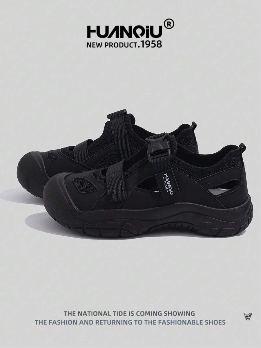 HUANQIU 2025新款女鞋女士沙滩鞋小白鞋时尚网面透气小白鞋百搭轻便舒适白鞋魔术贴软底休闲鞋米色四季鞋