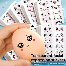 12 件高品质透明贴纸 - 自粘闪光贴花，不对称形状适用于杯子、手机、家具 - 送给朋友和家人的有趣生日礼物，创意个性化 | 俏皮表情 | 光泽脸部贴纸，笑脸表情 - 彩色 - 查看 1