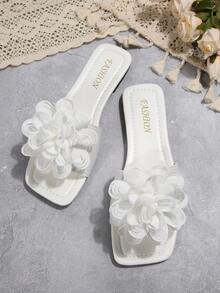 2025 New Wedding Ceremony Beach Wear Ladies Fashionable Bowknot Strap Flat Non-Slip Sandals