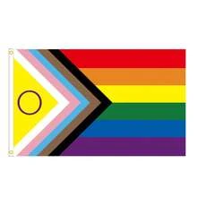90*150cm 3x5fts Rainbow Gay Pride LGBT Progress Flag New Intersex Progress Pride Flag LGBTQ Rainbow Inclusive Intersexual Bisexual Flag - Multicolor - View 5