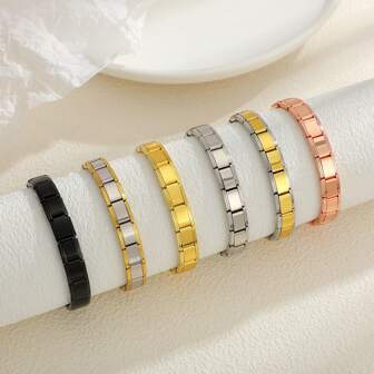 1 件不锈钢弹力时尚嘻哈手链，DIY 模块，可调节和可拆卸手链，适合日常佩戴、约会和送礼