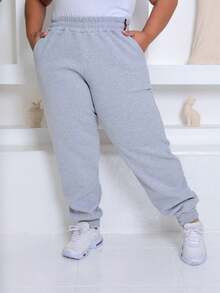 Women's Plus Size Sweatpants - Light Grey - View 3