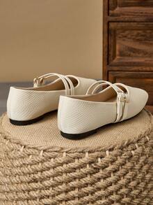 WHDXY Women's Fashion Flats, Square Toe Ballerina Slip-On Casual Shoes, Suitable For Jeans, Work Outfits - 白色 - 查看 5