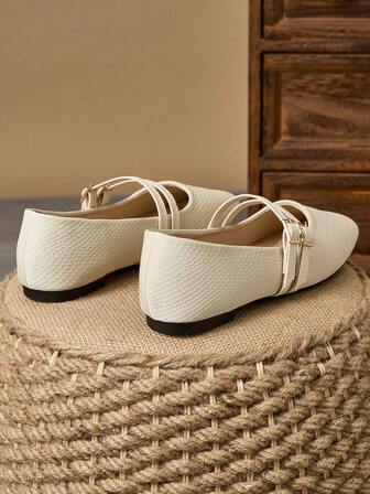 WHDXY Women's Fashion Flats, Square Toe Ballerina Slip-On Casual Shoes, Suitable For Jeans, Work Outfits