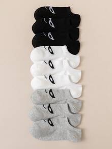 9 Pairs Women Minimalist & Design Polyester Boat Socks, Spring/Summer - Multicolor - View 3