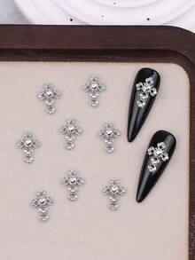 10/20 件金属朋克指甲饰品 - 复古风格 DIY 饰品，适合女士和女孩美甲配件 - 銀色 - 查看 1