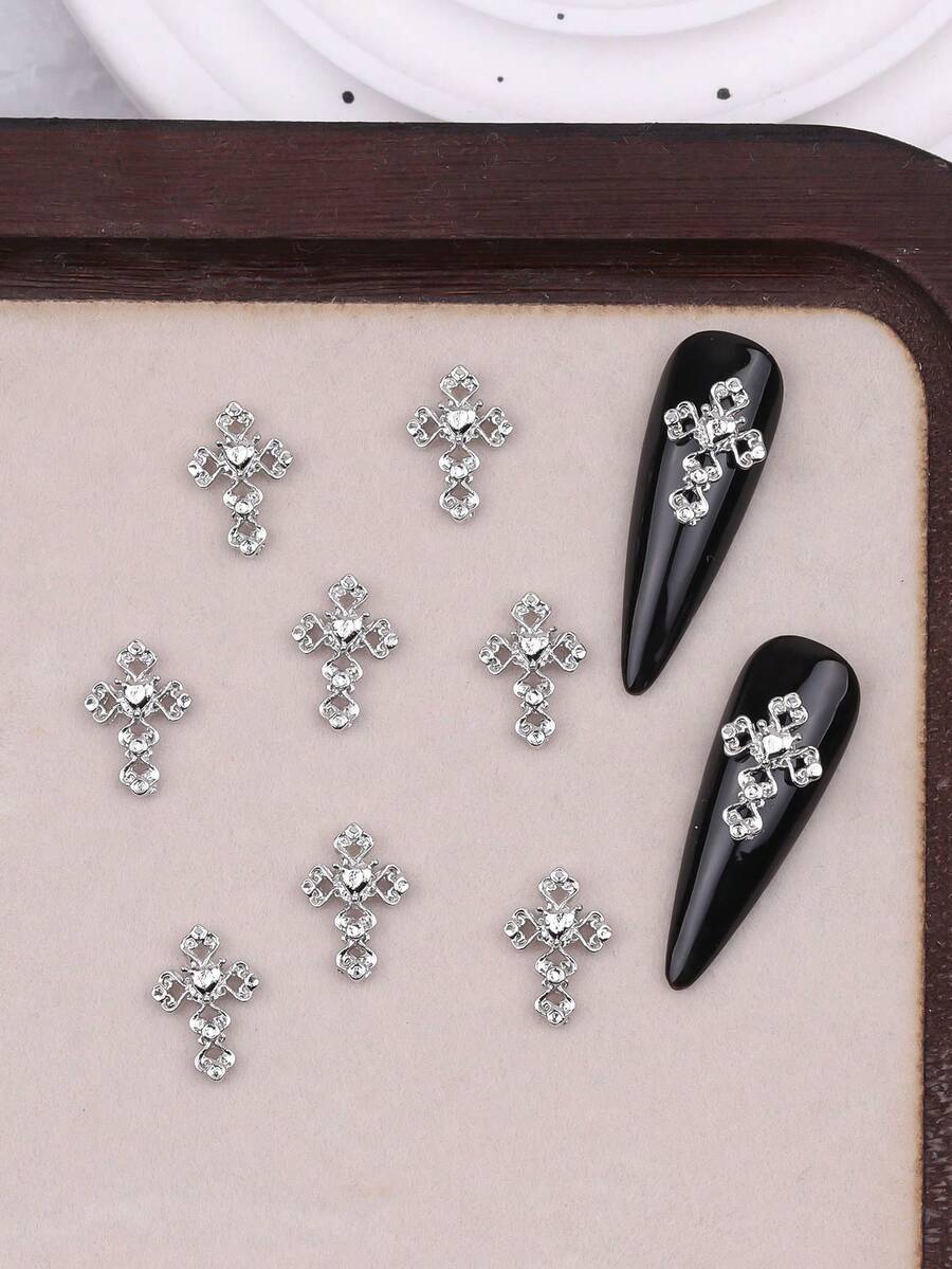 10/20 件金属朋克指甲饰品 - 复古风格 DIY 饰品，适合女士和女孩美甲配件 - 銀色 - 查看 1