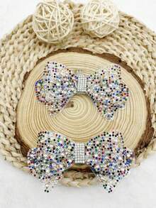 2件/套装饰性水钻鞋夹，双层彩色水晶透明膜带金属夹，适用于服装、帽子、包包装饰 - 彩色 - 查看 9