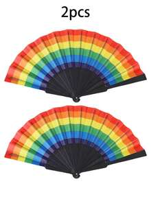 1个/2个/4个彩虹手持扇，彩虹折叠扇，多色折叠扇，折叠扇，手持骄傲节扇，手扇，婚礼折叠扇，可折叠手扇，白色DIY工艺扇 - 彩色 - 查看 19