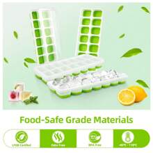1/5Pcs Silicone Ice Cube Molds With Stainless Steel Ice Clip, Easy Release And Flexible, 14 Cavities 4 Mixed Colors With Spill-Proof Removable Lids, Stackable With Lid, Kitchen Accessories, Small Kitchen Utensils