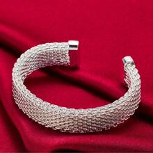Charm Silver Braided Bangles For Women Wedding Engagement Party European American Style Bracelet Jewelry