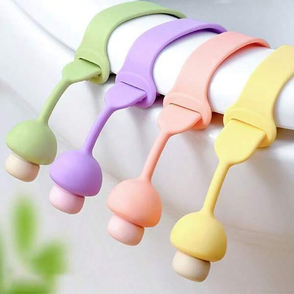 3pcs/4pcs Mushroom Style Toilet Lid Cover/Household Toilet Seat Lift Cover/Mushroom Type Cable Organizer/Multi-Function Bundling Strap/Silicone Material/Multiple Color Options Bathroom Decor Summer