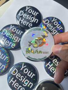 1/3/5/10/30/50/100个，定制徽章，可个性化印刷任何文字、照片或图像，适用于促销、工作、生日、圣诞礼物，定制纪念徽章，个性化纪念徽章，毕业徽章，定制文字生日徽章 - 彩色 - 查看 6