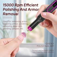 便携式充电式电动美甲钻，转速 15000RPM，适用于水晶甲卸除、抛光和美甲沙龙工具 - 灰色 - 查看 3