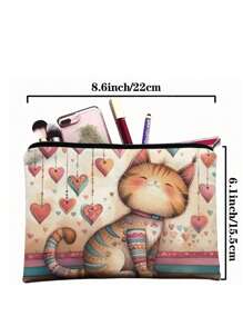 1 Pc Funny Cats Pattern Cosmetic Bag, Funny Cat Toiletry Bag, Portable Travel Storage Bag Women Bags, Summer Bag, Festival Bags, Makeup Bags, Purse, School Bags Graduation Back To School Supplies