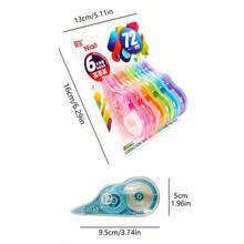 6 rollos de cinta correctora, set económico y práctico, 72m de cinta correctora, gran capacidad, cinta correctora para uso estudiantil, cinta correctora, cinta correctora de errores, cinta correctora de palabras, cinta correctora silenciosa para estudiantes de secundaria, cinta correctora de líquido corrector, cinta correctora para volver al colegio al por mayor - Multicolor - Ver 8