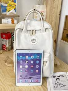 Fabric Material Large Capacity Multi-Pocket Women's Fashion Backpack, School Backpack - Beige - View 5