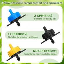 Drip Irrigation Emitters 1/4 Inch Pressure Compensating Sprinklers With 3 Sizes 3 Color, 1/2 GPH, 1 GPH, 2 GPH Per Hour Drip Irrigation Sprinkler For Watering Drip Irrigation System - Multicolor - View 4
