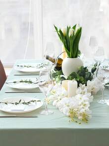 1/4 件纯色一次性塑料桌布，灰绿色，可折叠且易于清洁，适用于婚礼、生日、毕业典礼和圣诞派对夏季礼物海滩返校学校用品房间装饰 - 彩色 - 查看 7