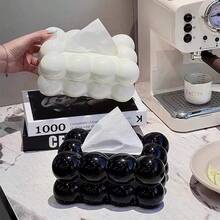 1pc Cream Style Cotton Candy Plastic Tissue Box, Living Room & Dining Table Paper Napkin/Tissue Holder Decorative Accessory - Multicolor - View 1