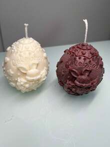 Vela Aromática Ovo de Páscoa Decorado Aroma Chocolate 130g - Cor chocolate - perfume chocolate - Visão 1