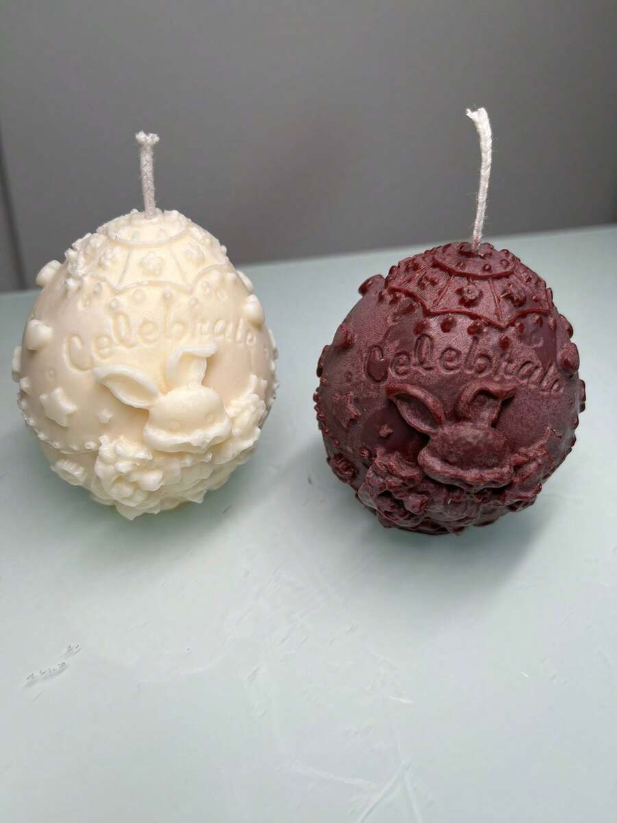 Vela Aromática Ovo de Páscoa Decorado Aroma Chocolate 130g - Cor chocolate - perfume chocolate - Visão 1