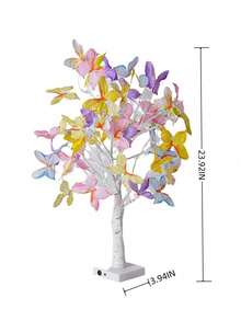1 件 24LED 彩色蝴蝶桦木灯串，装饰艺术灯，电池（无电池）和 USB 双供电模式，适用于节日、浪漫婚礼、卧室、客厅和派对装饰