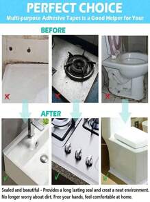 1/3/5 Meter Selbstklebendes Bad-Dichtungsband, Badewannen & Wand Dichtungsband, wasserdichter Versiegler für Spülen, Duschen, Toilette, Badewanne Boden & Wand Kanten Schutzband