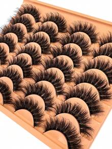 14 Pairs Luxury 3D Faux Mink Lashes - Dense, Fluffy, Elegant D-Curl False Eyelashes With Natural Look, Fluffy Cat Eye Lashes Suitable For Bold Eye Makeup, Reusable, Suitable For Beginners, Fit For All Occasions - 濃密款 - 查看 6