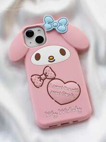 Sanrio 可爱卡通兔子旋律硅胶手机壳，适用于 iPhoneApple 16 Pro Max/15 Pro Max/14/13/12/11/XS Max/7/6/5se 防水防震防摔防刮 - 粉色 - 查看 4