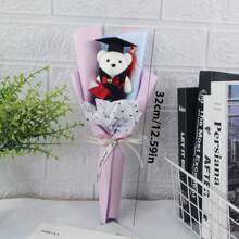 1pc Graduation Dr. Bear Cartoon Bouquet, Graduation Bear Flower Bouquet Gift, Graduation Party Bouquet, Artificial Flower Bouquet, Birthday Gift, Graduation Celebration Decor Dr. Hat Bear, Suitable For Graduation Party Favors, Party Decorations, Home Decor And Photo Prop