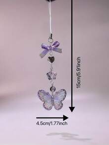 Bow Element 1pc Y2K-Inspired Purple Butterfly Acrylic Charm Phone Lanyard With Detachable Pendant Stylish Accessory For Fashion Enthusiasts Card Album Mobile Phone Ornament Spring Gift Birthday - Purple - View 4