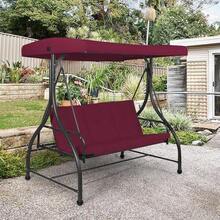 2025-NEW SFART 3 Seater Swing Chair, Hammock Bench Garden Swing Seat  Adjustable Canopy And Cushions, Outdoor Hanging Rocking Chair For Balcony Backyard Poolside (Beige)Wine RedWine Red - Bildfarbe - View 5