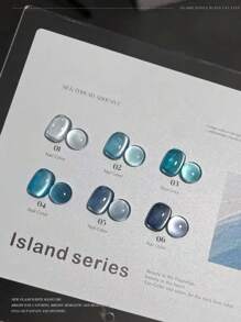 6PCS 2025 New Fruit Sea Water Blue-Green Fine Magnetic Powder Cat Eye Gel Nail Polish 12ml, Spring And Summer Ice Transparent Magnetic Nail Art Set, Includes Base Coat And Top Coat, Requires UV Lamp, Holographic Transparent Colors For Work/Commute/Dating, Hot-Selling 6-Color Set, Salon-Grade 28-Day Durability, Internet Celebrity Nail Design.
