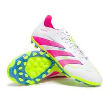 Adidas PREDATOR LEAGUE 2G/3G AG Soccer Shoes, Grip, Shock Absorption & Breathable For Men & Women, Professional Match Sports Shoes, ID3836 - White/bright Pink/bright Lemon Yellow - View 2