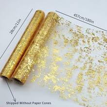1Roll Gold Table Runner, Sequin Glitter Foil Metallic Thin Mesh Runner Roll 11"X3/5/10 Yards, Gold Table Decorations For Event Party, Engagement,Wedding, Birthday Party, Christmas(Multi-Color Available) Summer Gifts Beach Back To School School Supplies Room Decor - Multicolor - View 16