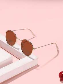 1 PC Metal Round-Framed Fashion Glasses For Teenagers Aged 12-16, Suitable For Daily Outing - Multicolor - View 4