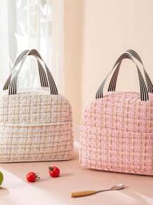 1pc Lunch Bag, Portable Insulated Lunch Box Tote Bag With Cute Bear Pattern, Suitable For Work And School, Waterproof And Lightweight, Keeps Food Fresh And Warm