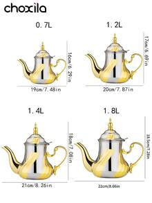 choxila 1pc Arabic Style Stainless Steel Teapot, Traditional Religious Style Teapot Back To School - Coffee Maker - View 7