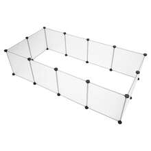 12Pcs Plastic Pet Playpen Portable Bunny Fence,Small Animals DIY Metal Enclosure Pen Cage Yard Outdoor & Indoor For Small Rabbit Cat Guinea Pig Hedgehogs Rat Large Puppy Kennel Crate Fence Tent(Each Size 35*35cm) - 彩色 - 查看 11