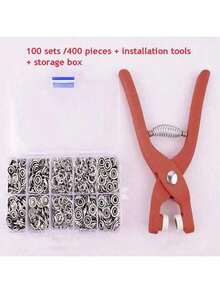 200/100/50pcs Five-Claw Snap Fastener Kit, Metal Snap Fastener Set For Sewing With Manual Plier, Fastener And Storage Box, For DIY Crafts, Clothes, Hats, Bags - Silver - View 16